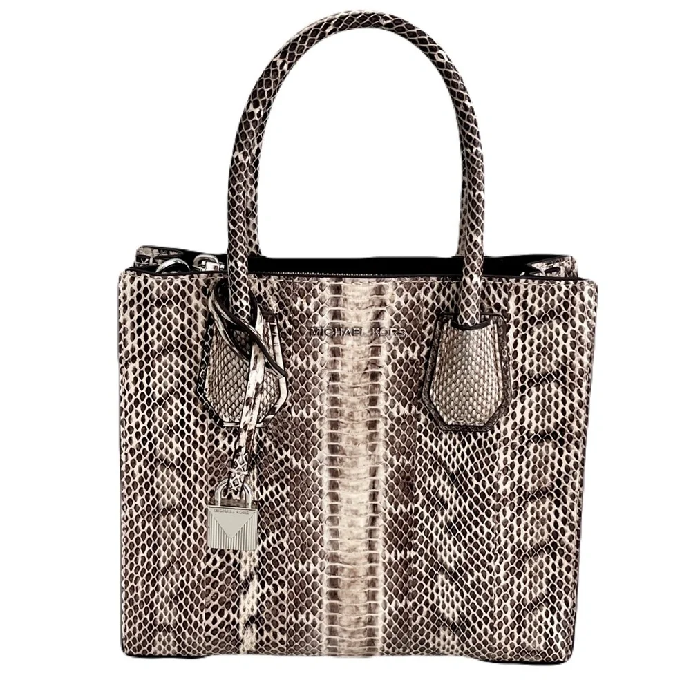 Michael Kors Beige Genuine Snakeskin ‘Mercer’ Crossbody Satchel Bag